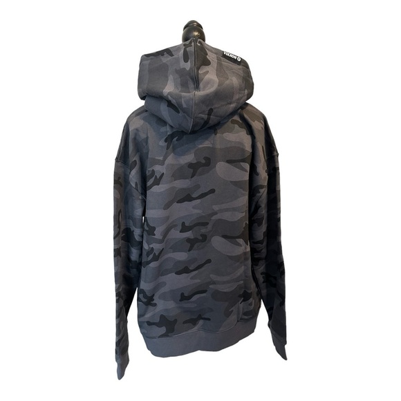 New Vixxon Gray Black Camo Hoodie Womens Size L Fleece Jacket Dixxon Flannel Co - Picture 10 of 15